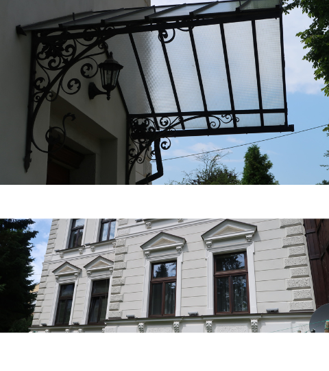 daszek nad wejściem głównym i detale