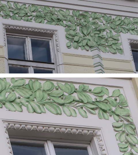 motyw liści po remoncie konserwatorskim